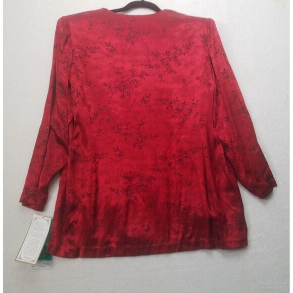 R & M RICHARDS BY KAREN KWONG Vntg NWT Oriental Top 18W red made in usa - Picture 2 of 9